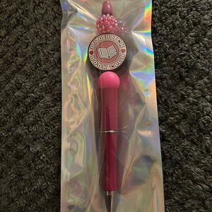 Pink 'Bad B Book Club' Pen with Decorative Charm